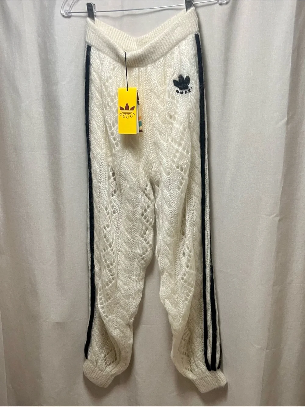 $2150 Gucci X Adidas Wool Mohair Knit Jogger with Removable Silk Shorts, Medium